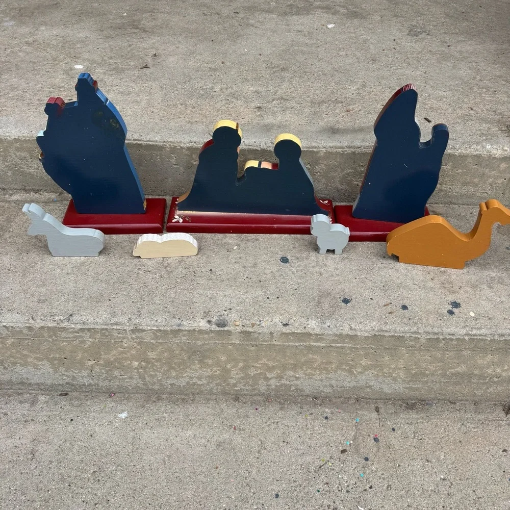 VTG Nativity Scene Wooden‎ Indoor/Outdoor Religious Home Decor